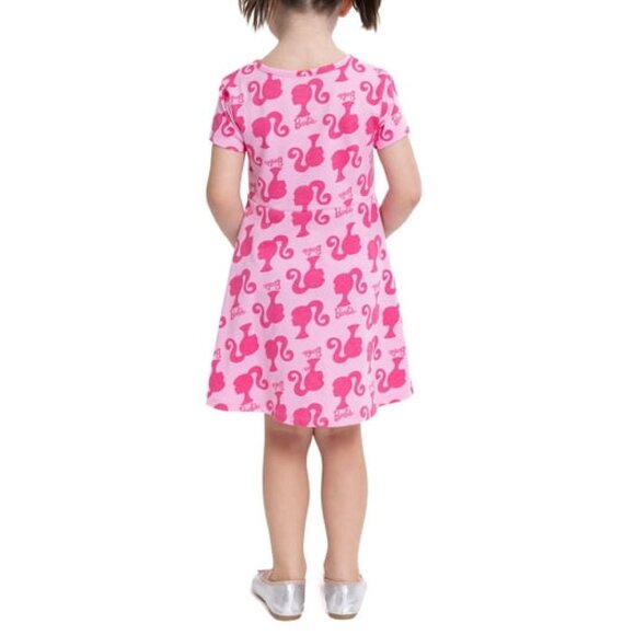 Cute Barbie Print Skater Dress For Toddler Girls, Super-Soft Cotton Size 2T - 5T - Picture 5 of 6